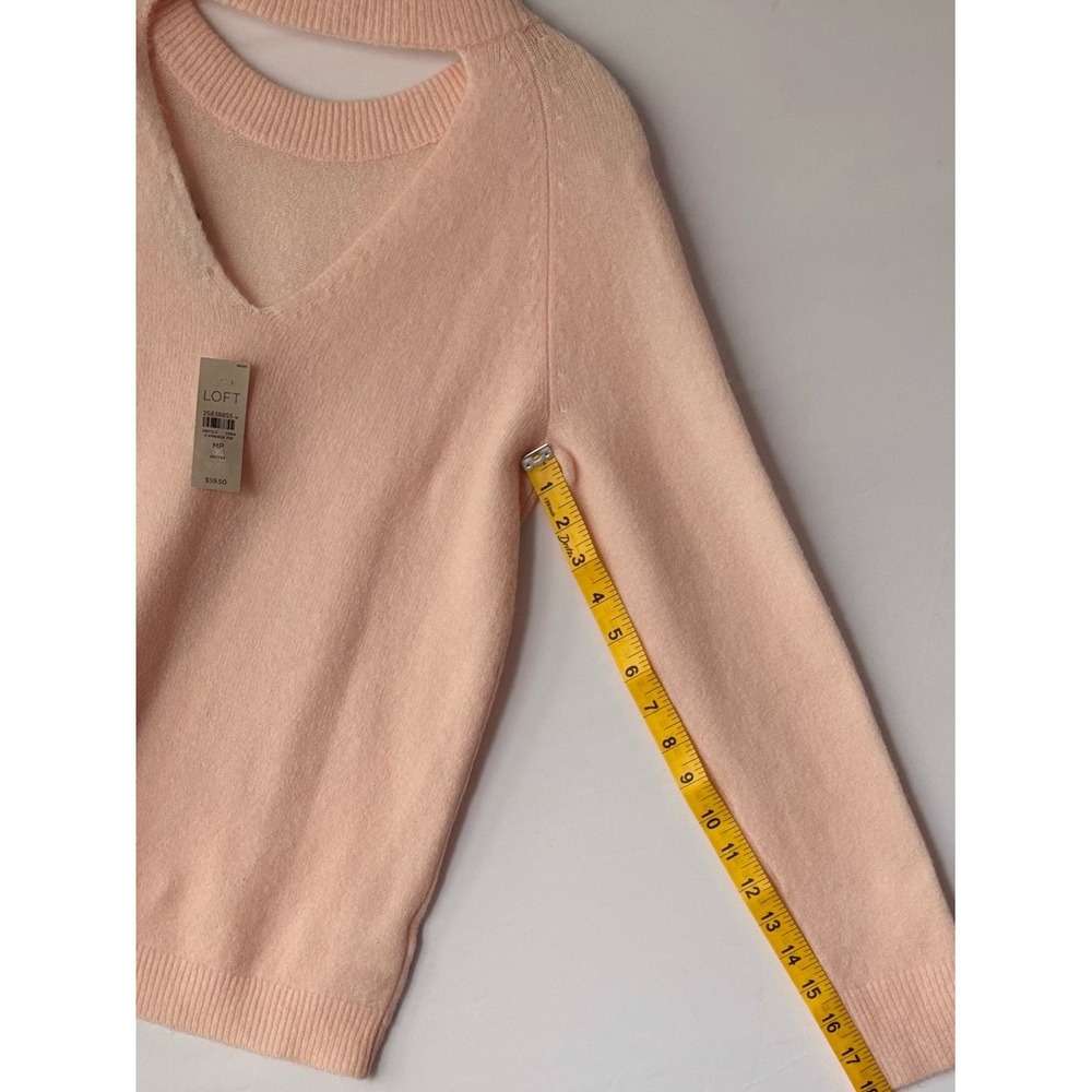 LOFT Petites Peach Cutout V-Back Choker Neck Knit Sweater MP NWT - Picture 5 of 7